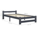 Bed Frame Dark Grey Solid Pine Wood, Plywood Single Durable 322020