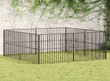 Dog Playpen 8 Panels Black Galvanised Steel 3209553