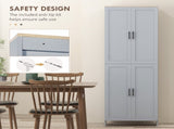 Freestanding Kitchen Cupboard, 4-Door Storage Cabinet with Adjustable Shelves, Modern Kitchen Pantry T3398P378029