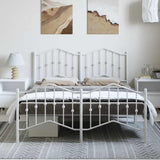 Metal Bed Frame without Mattress with Footboard White 135x190cm 373855