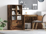 Desk with Drawer with Shelf with Storage 2 pcs Smoked Oak 3337341