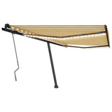 Manual Retractable Awning with LED 400x350 cm Yellow and White 3069823