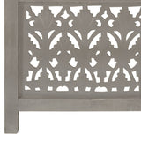 Hand Carved 3-Panel Room Divider Grey 120x165 cm Solid Mango Wood 285332