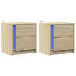 ZNTS Bedside Cabinets with LED Lights 2 pcs Sonoma Oak Engineered Wood 852052