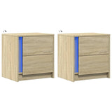 ZNTS Bedside Cabinets with LED Lights 2 pcs Sonoma Oak Engineered Wood 852052