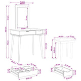 Dressing Table Set FAUSKE 3 pcs White 76 x 50 x 143 cm 3438586
