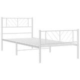 Metal Bed Frame without Mattress with Footboard White 100x200cm 372241