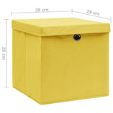 Storage Boxes with Covers 10 pcs 28x28x28 cm Yellow 325226
