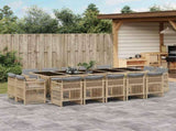 15 Piece Garden Dining Set with Cushions Mix Beige Poly Rattan 3211056