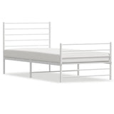 Metal Bed Frame without Mattress with Footboard White 100x190cm 352380