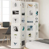 Room Divider 4 Panels White Solid Wood Paulownia 358691