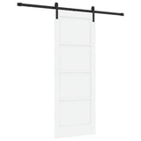 Sliding Door White and Black 78 x 202 cm Solid Pine Wood 3333191