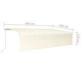 Manual Retractable Awning with Blind&LED 6x3m Cream 3069362