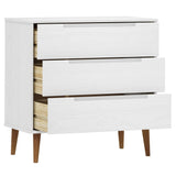 Drawer Cabinet MOLDE White 80x40x80 cm Solid Wood Pine 350505