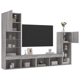 4 Piece TV Wall Units with LED Grey Sonoma Engineered Wood 3216652
