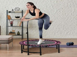 Mini Round Steel Frame Trampoline w/ Adjustable Handle, Pink T3398P349133