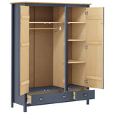 3-Door Wardrobe Hill Grey 127x50x170 cm Solid Pine Wood 288953