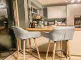 Set of 2 Bar Stools Modern Upholstered Seat Bar Chairs w/ Metal Frame, Solid Wood Legs Living Room T3398P328157