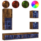5 Piece TV Wall Units with LED Smoked Oak Engineered Wood 3216679