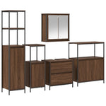 ZNTS 5-Piece Bathroom Furniture Set in Brown Oak, Made from Engineered Wood 3328373