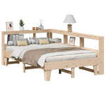 ZNTS Bookcase Bed without Mattress 140x190cm Solid Wood Pine 3324550