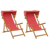 Deck Chair 2 pcs 3 Position Solid Eucalyptus Wood Red 3407807