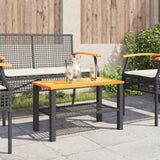 Garden Table Black 70x38x42 cm Poly Rattan Acacia Wood 366270