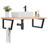 Basin Shelf Wall Mounted Steel and Solid Wood Beech 3302519