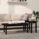 ZNTS 2 Piece Coffee Table Set Black Solid Wood Pine 822366