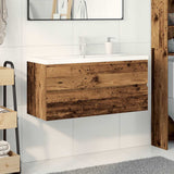 Sink Cabinet with Built-in Basin and Faucet Old Wood 3328937