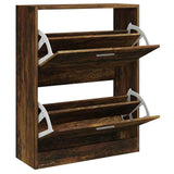 Shoe Cabinet Smoked Oak 63x24x81 cm Engineered Wood 342561
