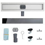 Shower Drain Glass Cover with 360&deg Siphon Black 50 cm 42015973