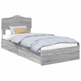 Storage Bed with Drawer Grey Sonoma 90 x 190 cm Engineered Wood 3413143