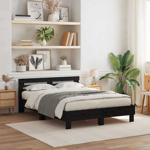 Bed Frame with Headboard Black oak 140 x 190 cm Engineered wood 3333953