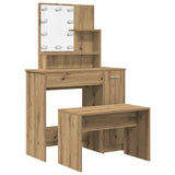 Dressing Table Set with LED Artisan Oak Engineered Wood 3329186