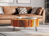 Coffee Table Solid Reclaimed Wood Round 241626