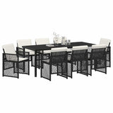 Garden Dining Set 9 pcs Black Poly Rattan 3380620