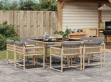 9 Piece Garden Dining Set with Cushions Mix Beige Poly Rattan 3211560