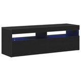 TV Cabinet with LED Black Oak 120 x 35 x 40 cm Engineered Wood 862553