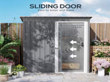5 x 3ft Garden Storage Shed with Sliding Door and Sloped Roof Outdoor Equipment Tool, Light Grey T3398P313636