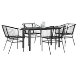 5 Piece Garden Dining Set Black Poly Rattan Glass 3334585