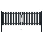 ZNTS Double Door Fence Gate Steel 306x150 cm Anthracite 146351