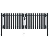 ZNTS Double Door Fence Gate Steel 306x150 cm Anthracite 146351