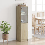 Highboard with Glass Door Sonoma Oak 35x37x142 cm 836443