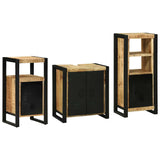Bathroom Furniture Set with Shelf 3 pcs Brown Solid Mango Wood 3305624