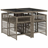 5 Piece Garden Dining Set with Cushions Grey Poly Rattan 3211616