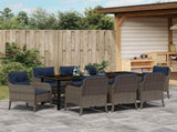 Garden Dining Set with Cushion 9 pcs Grey Poly Rattan 3380196