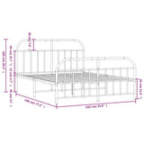 Metal Bed Frame without Mattress with Footboard Black 135x190cm 353652