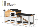 Rabbit Hutch Guinea Pig Hutch Wooden House with Run, 2 Tier Pet Cage Outdoor with No-leak Plastic T3398P375351