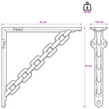 Wall Shelf Brackets 12 pcs Antique White 21 x 21 x 3.5 cm Steel 42038930